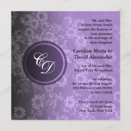 Vintage roxo do convite da cerimónia de casamento