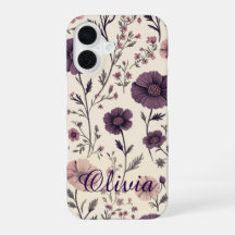 Vintage Roxo Floral de Flores Silvestres Nome Pers