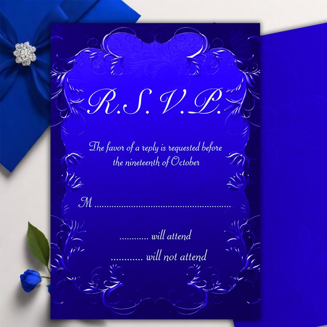 Vintage Royal Blue Elegance Weding RSVP (Criador carregado)