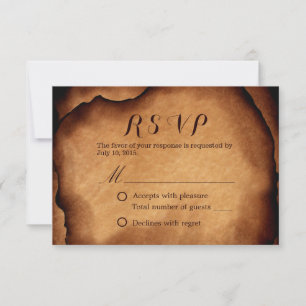 Vintage RSVP de Casamento de Papel Queimado