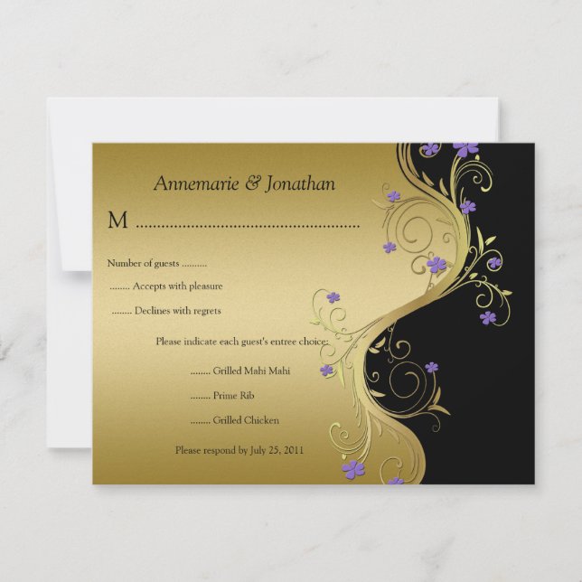 Vintage RSVP Preto e Dourado Floral (Frente)