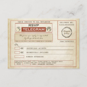 vintage RSVP WEDDING telegramas