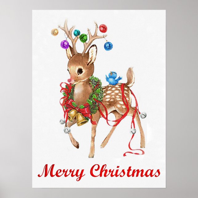 Vintage Rudolph Merry Poster (Frente)