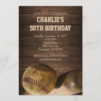Vintage Rustic Convite de aniversário Baseball