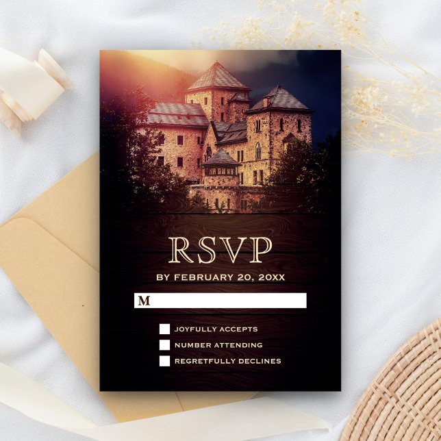 Vintage Rustic Fairytale Castle RSVP (Criador carregado)