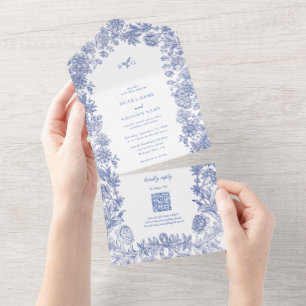 Vintage Rustic French Blue Floral Casamento