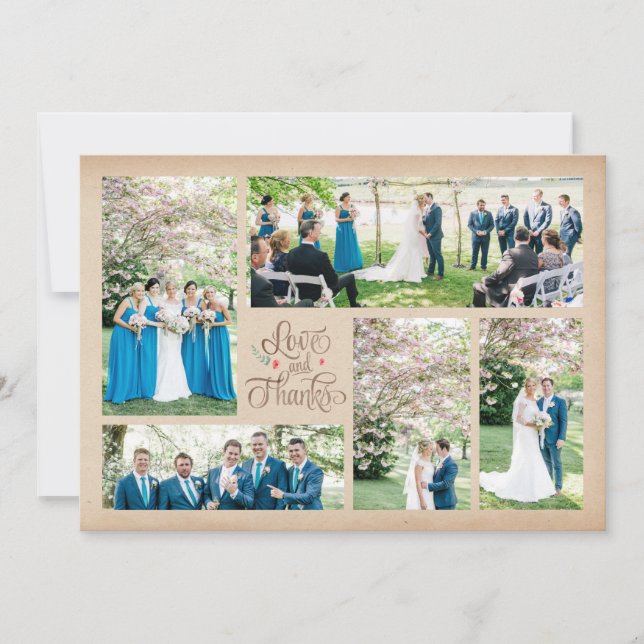 Vintage Rustic Photo Collage Obrigado Cartões (Frente)