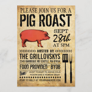 Vintage - Rustic Pig Roast Convite II