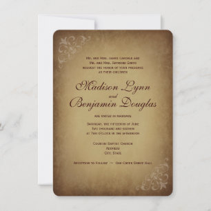 Vintage Rustic Wedtions Convites Arredondados Cant