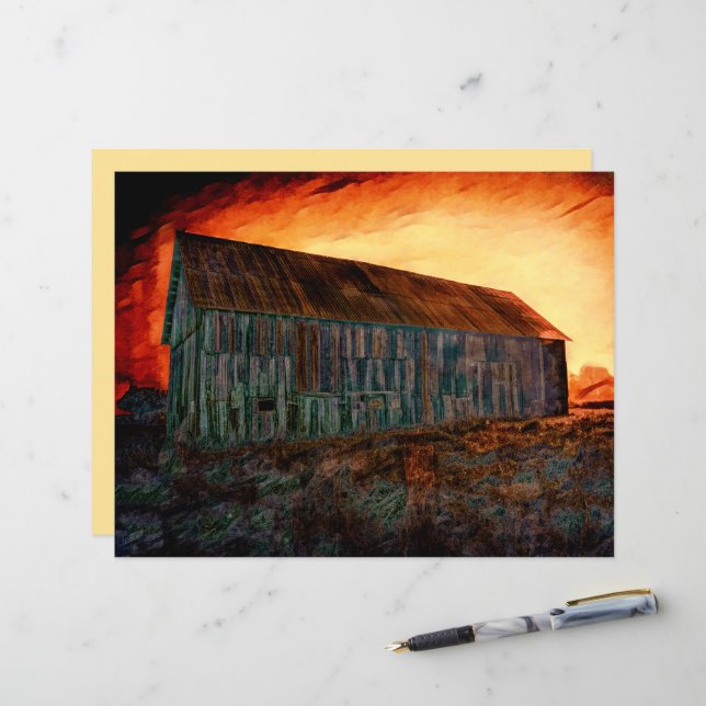 Vintage Rústico Laranja Laranja Castanho Sunset (Frente/Verso In Situ)