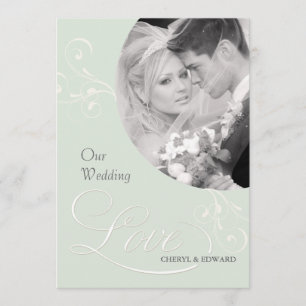 Vintage Sage - Convites para Casamento Verde com F