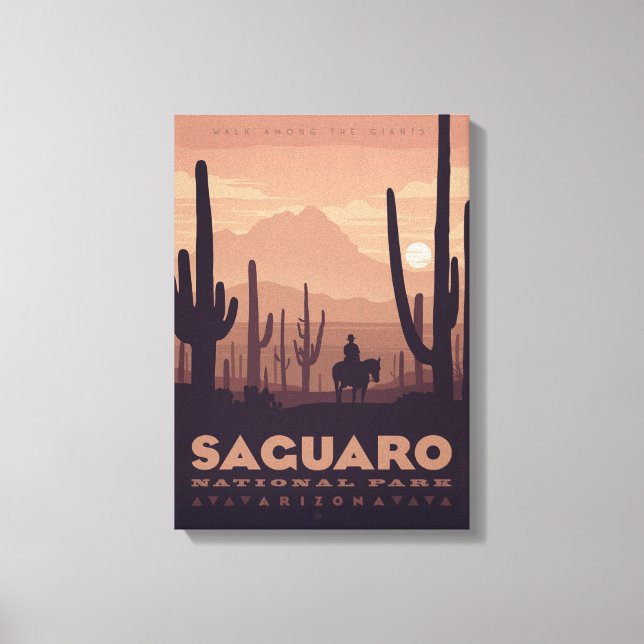 Vintage Saguaro National Park Canvas Print (Frente)