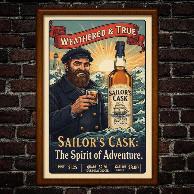 Vintage Sailor's Cask Bourbon Advertising Poster (Criador carregado)