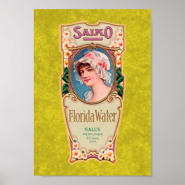 Vintage Salko Florida Water Perfume Label Poster (Frente)