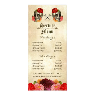 vintage salon service menu skull cabelo floral