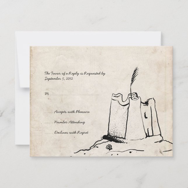 Vintage Sand Castle Weding Invitation RSVP (Frente)