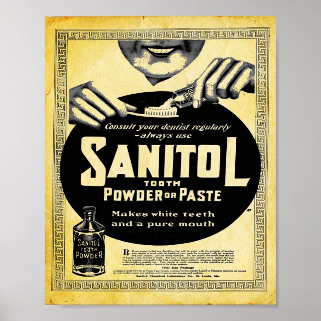 Vintage Sanitol Tooth Pó Ou Impressão Paster (Frente)