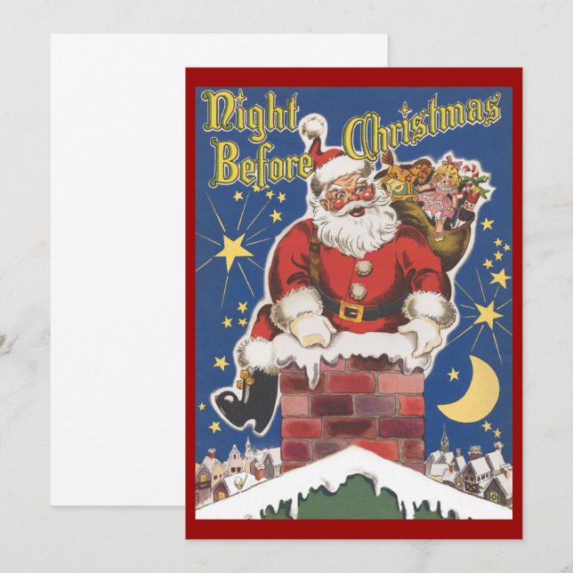 Vintage Santa Claus, Convite de festas de Natal (Frente/Verso)