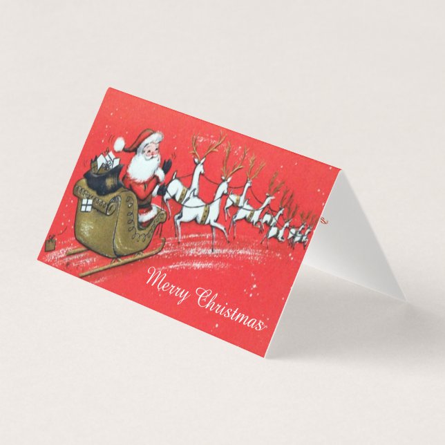 Vintage Santa Claus em seu Sleigh com Reindeer (Frente)