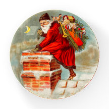 Vintage Santa Claus Subindo pela Chaminé