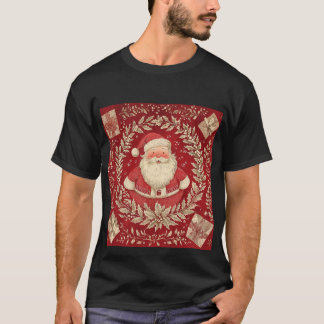 Vintage Santa Claus Wreath T-Shirt de Natal