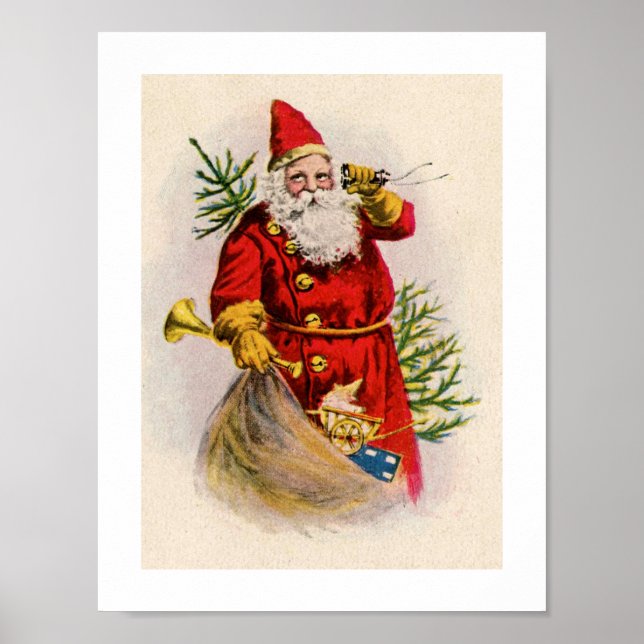 Vintage Santa Clause Poster de Natal (Frente)