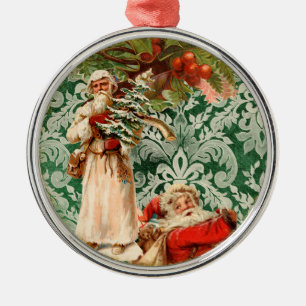 Vintage Santas n Holly Elegant Enfeites de natal