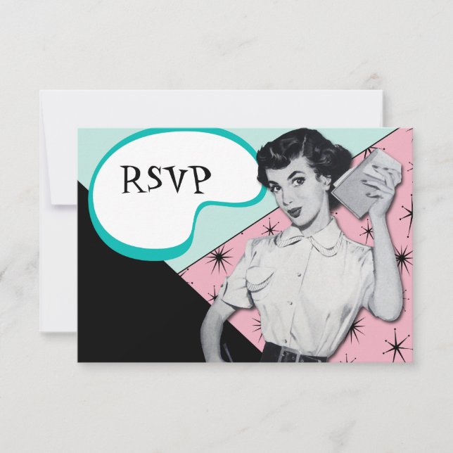Vintage Sassy Secretary RSVP Card (Frente)