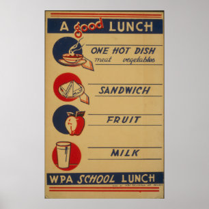 Vintage School Lunch Poster de Leite