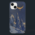 Vintage Science Ficet, Crescent Moon Snow Planet<br><div class="desc">Ilustração vintage: planetas futuristas de ficção científica e imagem espacial. Um 50 de quadrinhos retrô sci fi com um planeta estrangeiro coberto de gelo e neve à noite com uma lua crescente sobre as montanhas no inverno.</div>