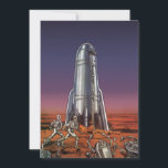 Vintage Science Fiction, Astronautas Beetle Aliens<br><div class="desc">Imagem de vintage: viagem de ficção científica futurista e imagem de foguete de transporte. Astronautas correndo até seu foguete escapando de aliens em forma de besouro em um planeta estrangeiro tentando voltar para a terra. Um clássico design de ficção científica de quadrinhos retrógrados do 50 do futuro.</div>