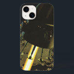 Vintage Science Fiction, Rocket Landing na Lua<br><div class="desc">Ilustração vintage no espaço exterior futurista e planetas Science Fiction imagem apresentando uma vagem lunar pousando na lua com crateras. Os astronautas estão prontos para uma missão espacial. Um 50 de quadrinhos retrô clássico e design de ficção científica de transporte.</div>