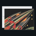 Vintage Science Fiction Roket Ship by Space Stars<br><div class="desc">Ilustração de safra futurista e imagem de ficção científica de planetas. Um clássico design de ficção científica em quadrinhos retrô,  do futuro,  com um viagem e um foguete de transporte viajando pelo espaço através das estrelas e da lua no caminho de volta à Terra.</div>