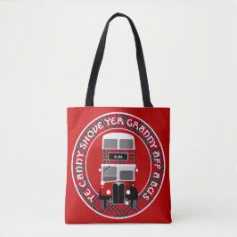 Vintage Scottish Tartan Double-decker bus tote bag