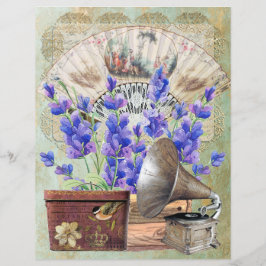 Vintage Scrapbook Lace Fan Gramophone