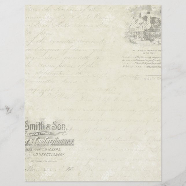 Vintage Script Antigo Papel Ephemera Scrapbook (Frente)