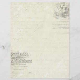 Vintage Script Antigo Papel Ephemera Scrapbook Pap