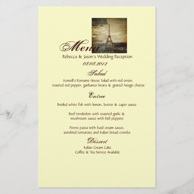 vintage scripts Paris Eiffel Tower Wedding (Frente)