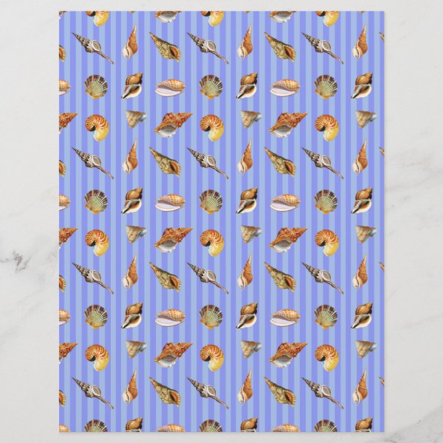 Vintage Seashell Scrapbook Paper Periwinkle Strikl (Frente)