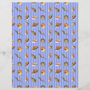 Vintage Seashell Scrapbook Paper Periwinkle Strikl