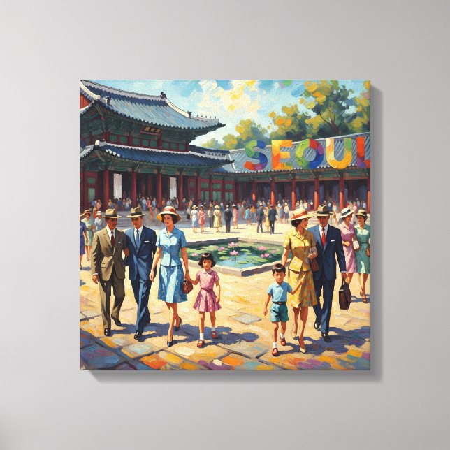 Vintage Seoul Palace Courtyard Canvas Art (Frente)