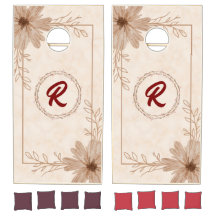 Vintage Sepia Floral Wedding Monograma