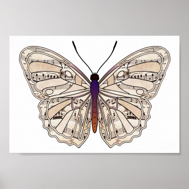 Vintage sheet music - Butterfly Poster (Frente)