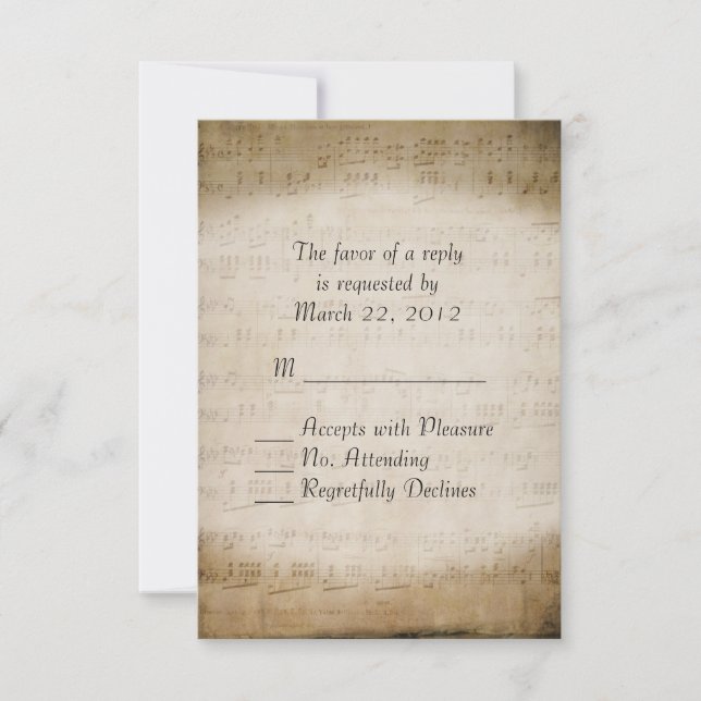 Vintage Sheet Music Custom RSVP (Frente)