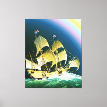 Vintage Ship at Sea on Stretered Canvas Print (Nav