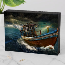 Vintage Ship Storm High Waves Lightning