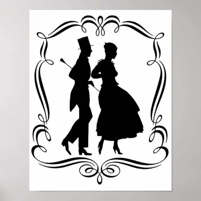 Vintage Silhouette Elegant Man Poster (Frente)