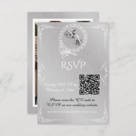 Vintage Silver & White Orncional Border RSVP