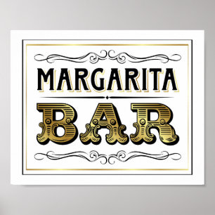 Vintage - Sinal de BAR MARGARITA Dourado Impressão