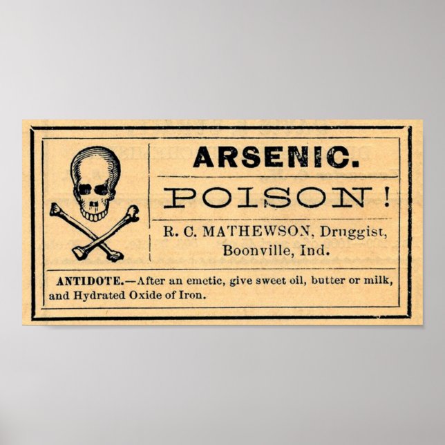Vintage Skull Arsenic Rótulo Venenoso Poster (Frente)